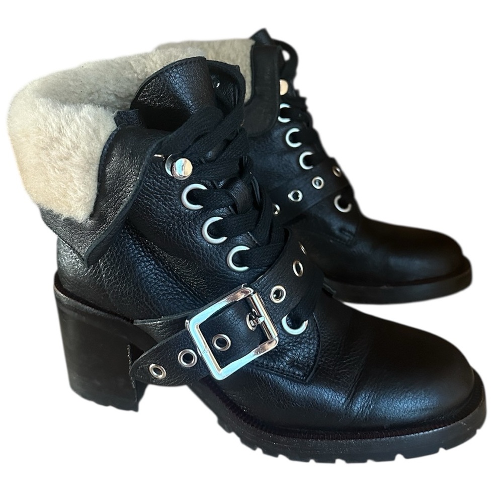 Frye Kay buckle leather and shearling boots RETAIL 350 - Picture 2 of 9